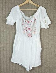 Coco & Jaimeson sheer white off the shoulder floral embroidered romper