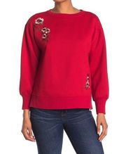 NWT Velvet Heart Red Floral Pullover Sweater S