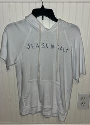 White Short Sleeve Beach Hoodie 