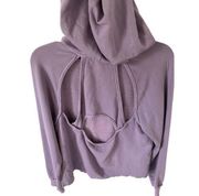 Anthropologie Boho Hooded Cut Out Back Sweatshirt Purple Size Small NEW