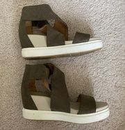 Olive Wedge Sandals - Size 6