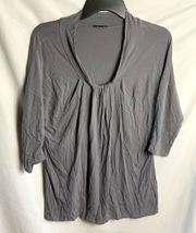 Nine West Gray Stretch Knit Top 3/4 Sleeves Wm XL