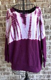 The Lounge Life Weekend Sweatshirt Large Burgundy White Tie Dye Pullover…