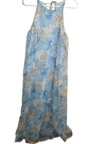 EXPRESS Vintage  Tricot Maxi Dress Light Blue Floral