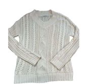 Active USA cable knitted creme colored sweater long size medium