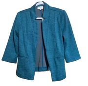 Skies Are Blue Jacket Womens Small Blue Stretch Open Front Ponte Blazer Ladies