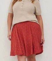 Torrid Size 2 High Waist A-Line Skirt Embroidered Eyelet Red Floral Rust