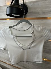 White V Neck Crop Top