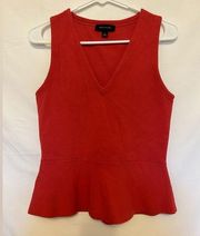 Ann Taylor V-Neck Sleeveless Knit Peplum Shirt Size Small