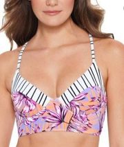 The Cove NWT Salt +  Macys Lilac Multi Bikini Top Tie Back