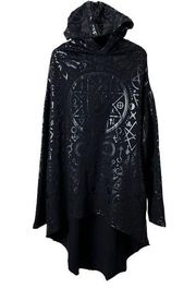 killstar cult ritual hoodie black oversized pentagram unisex hi low