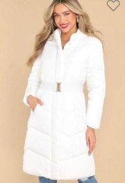 Haute Monde Frozen Fantasies White Puffer Coat Midi Cold Weather Insulated L NEW