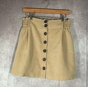 Active USA Tan Button Mini Skirt | Size Medium
