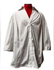 Striped blouse size 1x Worthington Stretch top button down 26270‎