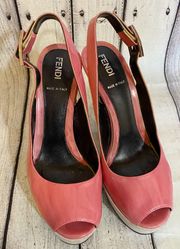 Authentic  Shoes Pink Platform High heels Slingback buckle Italy 36 Y2K