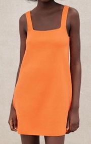 Orange Square Neck MIDI Dress