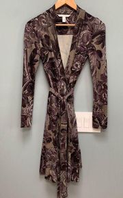 Diane Von Furstenberg Y2K Silk Wrap Long Sleeve Midi Dress Size 2 Gilmore Girls