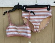 New ROOLEE Sun Kissed Striped Swim Top High Waist Bottom Women’s Size XS