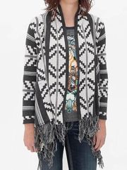 Billabong Travelin Moon Cardigan Sweater Size Small with Fringe Southwestern