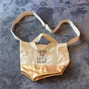 “Enjoy the little things “crossbody shoulder tote - beige/copper gold 