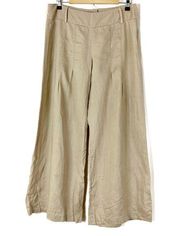 Tahari | Tan 100% Linen Wide Leg Pants