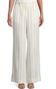 10 CROSBY Striped Silky Ivory White Pockets Pants