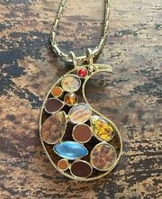 BIJOUX TERNER Pendant Necklace gold colorful jewelry retro