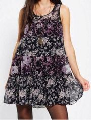 UO‎ Kimchi Blue Prairie Rose Frock Tiered Babydoll Mini Dress Womens Size…