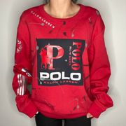 Ralph Lauren Red and Paint Splatter Sweatshirt Size XL