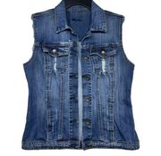 Kut from the Kloth Denim Blue Jean Distressed Vest size Medium