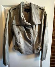 Blanc Noir Mixed Media Leather Jacket