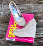 Taupe Suede Wedges