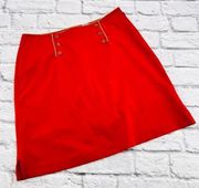 EP Pro Tour Tech Skort Skirt Women Size 8 Red w/ Gold Trim Buttons Stretch Golf