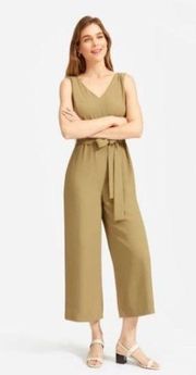 Everlane The Japanese GoWeave Essential Cropped Olive Green Jumpsuit 0