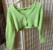 Soft Green Long Sleeve Cropped Button Cardigan