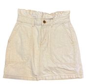 Free People  Off-White Denim Paper Bag Mini Skirt Size 2