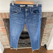 Pilcro and The Letterpress Slim Boyfriend Jeans sz 28 Light Factory Distressed
