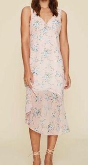 LPA the Label new with tags Chiffon Floral Slip Dress Blush Pink Blue Flowers S