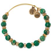 ALEX AND ANI Green Gold Carousel Beaded Bracelet Bangle