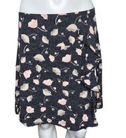 Loft Skirt Womens 6 Blue Pink Floral Flower Ruffle Mini Career Casual Bohemian