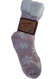 Treehouse Knits Pink Sherpa Lined Cozy Lounge Socks Gripper Non Slip Sz 9-11 New