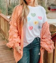 Favlux Pink Bubble Sleeve Knit Cardigan