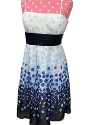 New Max & Cleo blue and black polka dot dress size 6