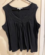 Marina Luna Sleeveless Black Flowy Top-3x