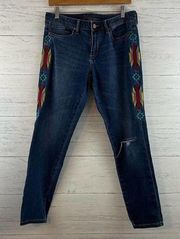 Chip & Pepper Syd Skinny Ankle Embroidered Jeans Size 30