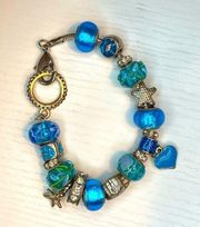 Blue beaded hallmark style bracelet