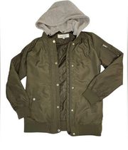 Sebby Bomber Jacket‎ w/Detachable Knit Hood Olive Green Womens Size S