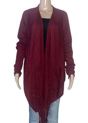 Lovestitch cashmere blend drape front fringed cardigan