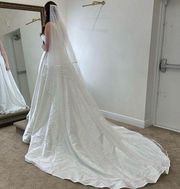 Satin Edge Trim Cathedral Veil with Blusher 136”