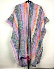 Do Everything in Love Colorful Woven Kimono Wrap Shawl Stripe Cardigan Poncho